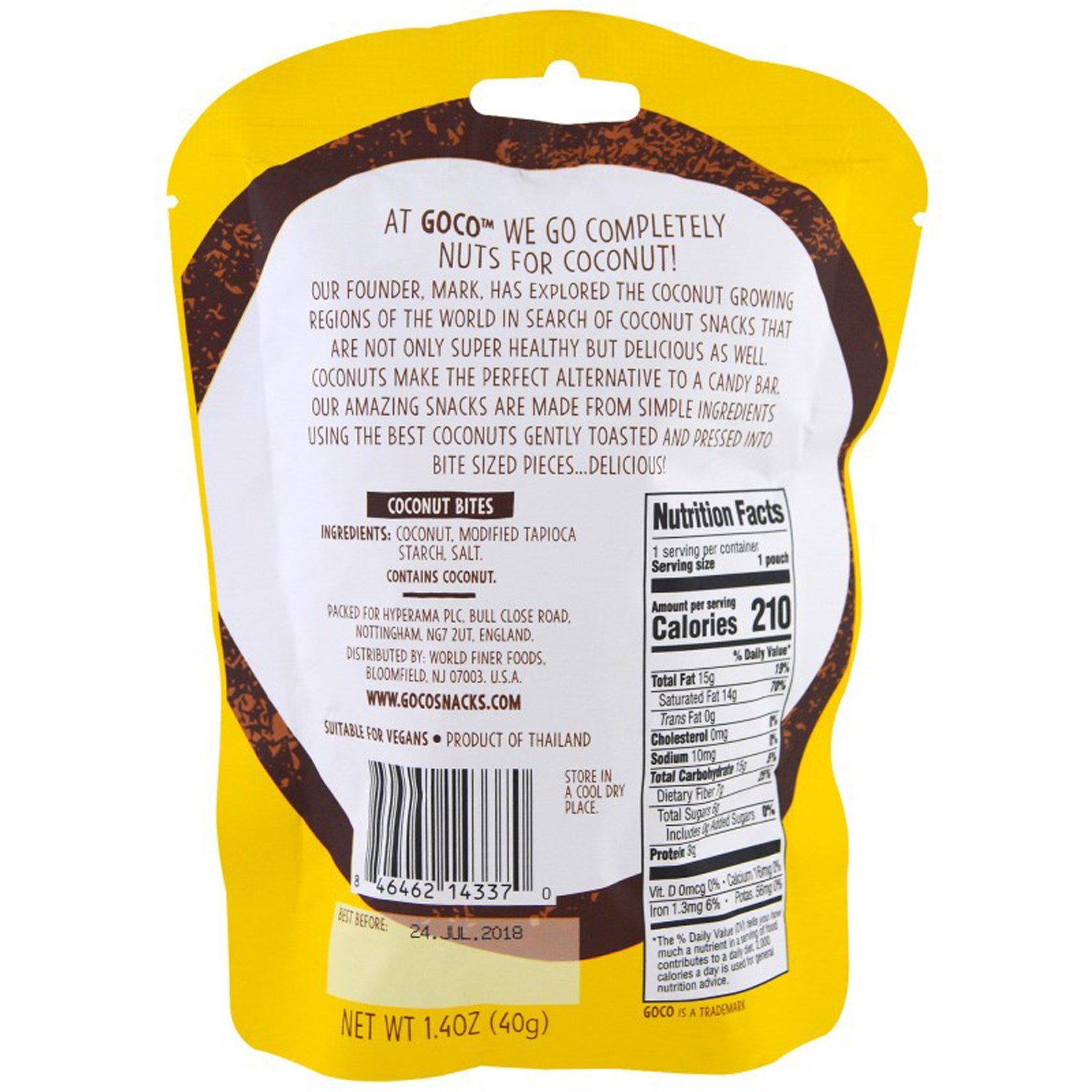 Comprar GoCo, Bites crocantes de coco, simplesmente coco, 40 g - Imagem 2