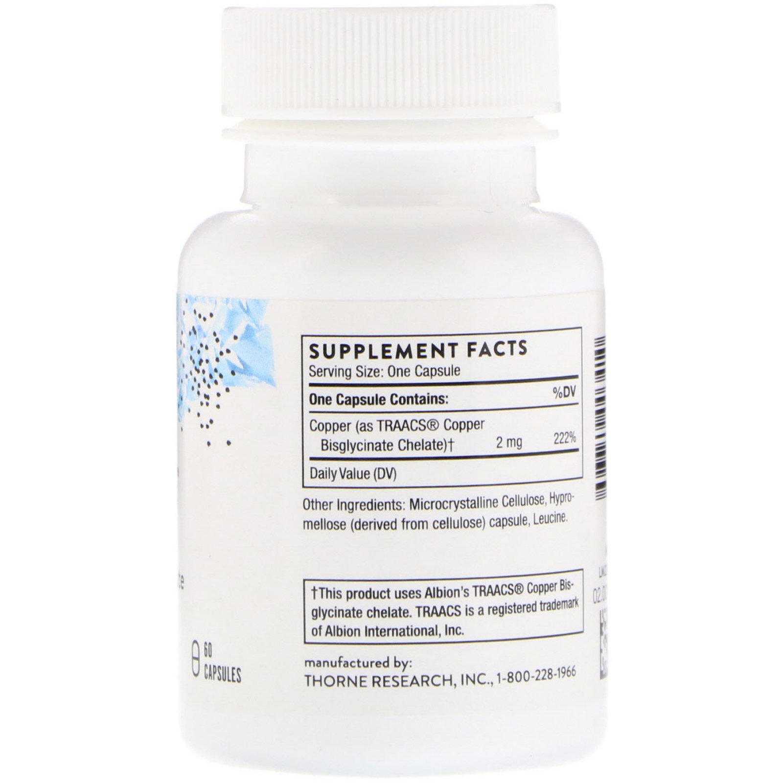 Comprar Thorne Research, Bisglicinato de Cobre, 60 Cápsulas - Imagem 2