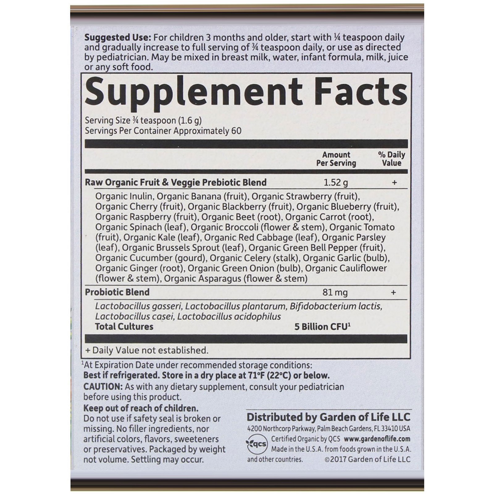 Comprar Garden of Life, RAW Probiotics, Crianças, 96 g (3,4 oz) - Imagem 2