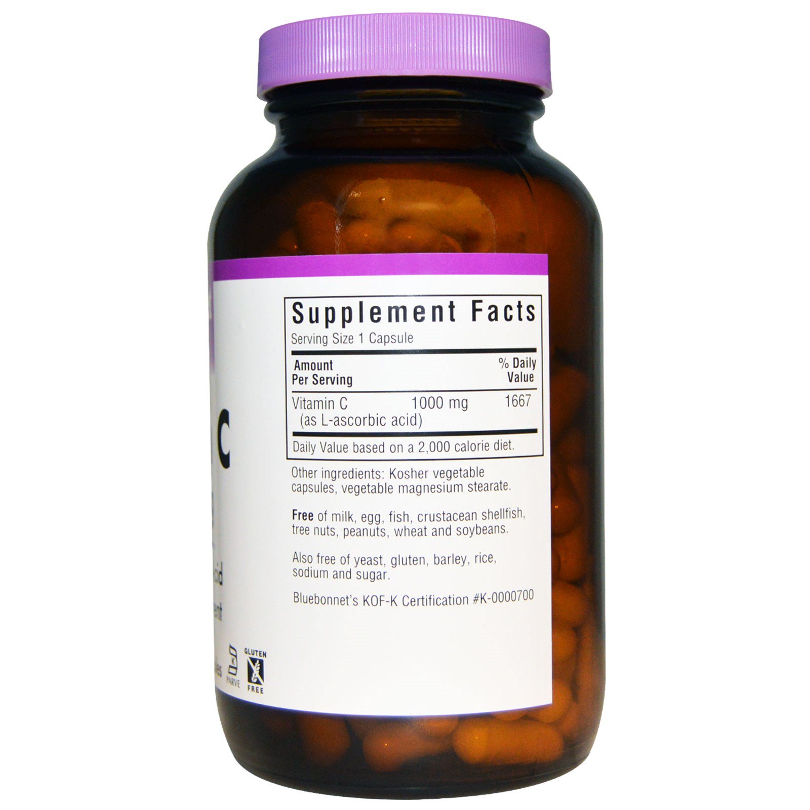 Comprar Bluebonnet Nutrition, Vitamin C, 1,000 mg, 180 Vegetable Capsules - Imagem 2