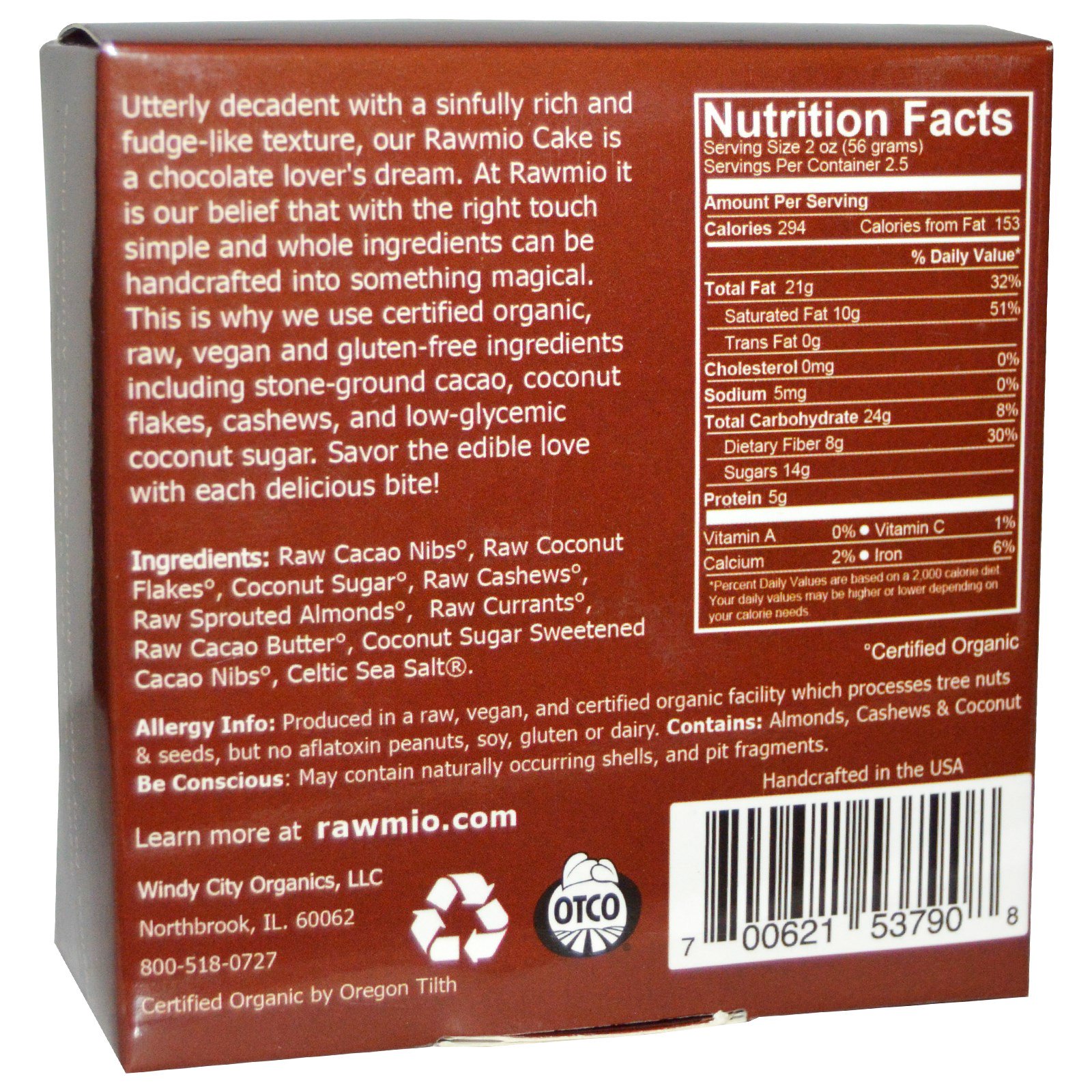 Comprar Rawmio, Bolo de Trufa de Chocolate Puro Orgânico, 5 oz (142 g) - Imagem 2