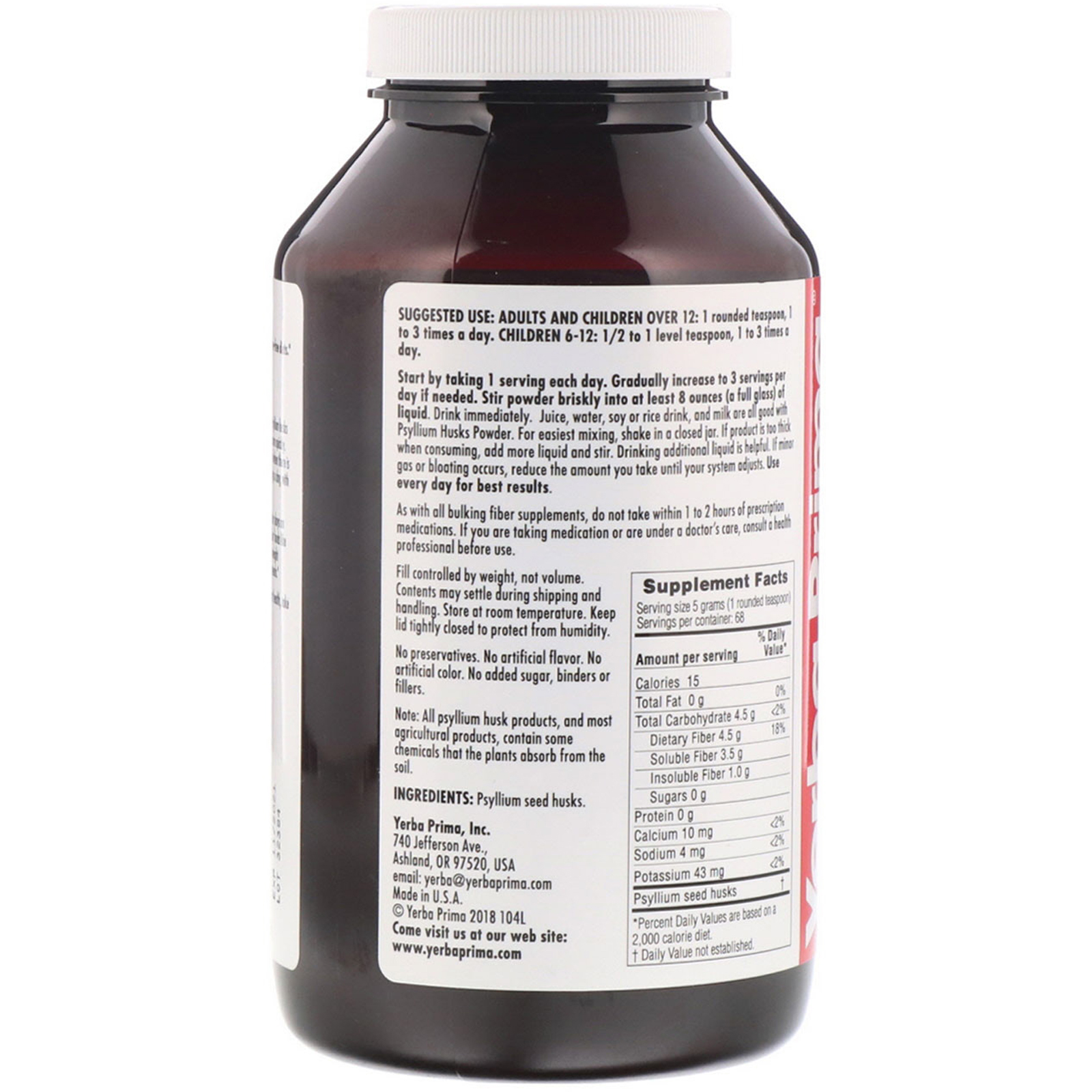 Comprar Yerba Prima, Cascas de Psyllium em Pó, 12 oz (340 g) - Imagem 2