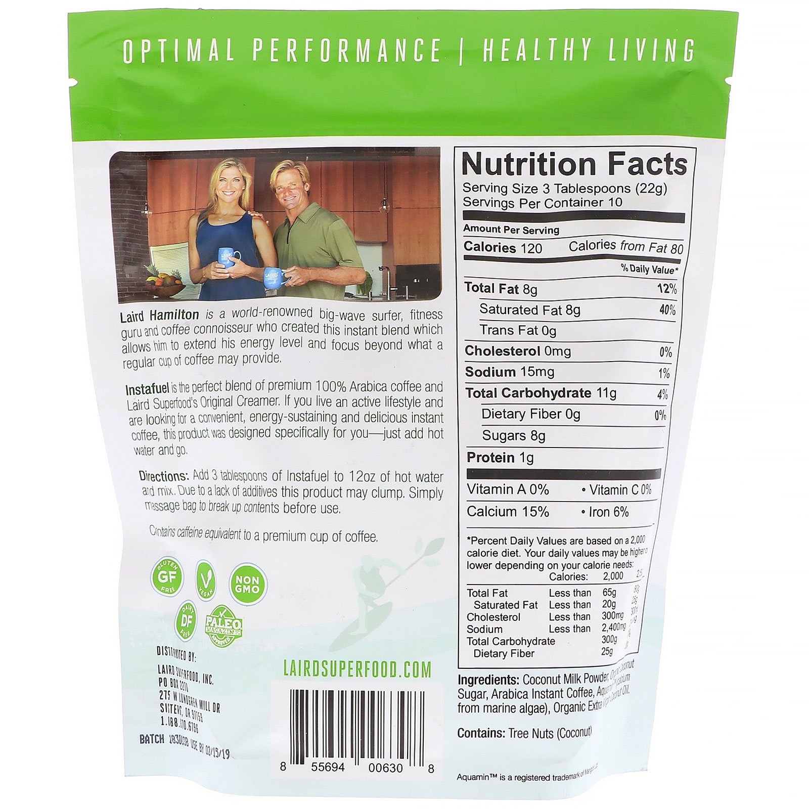 Comprar Laird Superfood, InstaFuel, Café Instantâneo Premium + desnatadeira Laird de Superalimentos, 8 oz (227 g) - Imagem 2