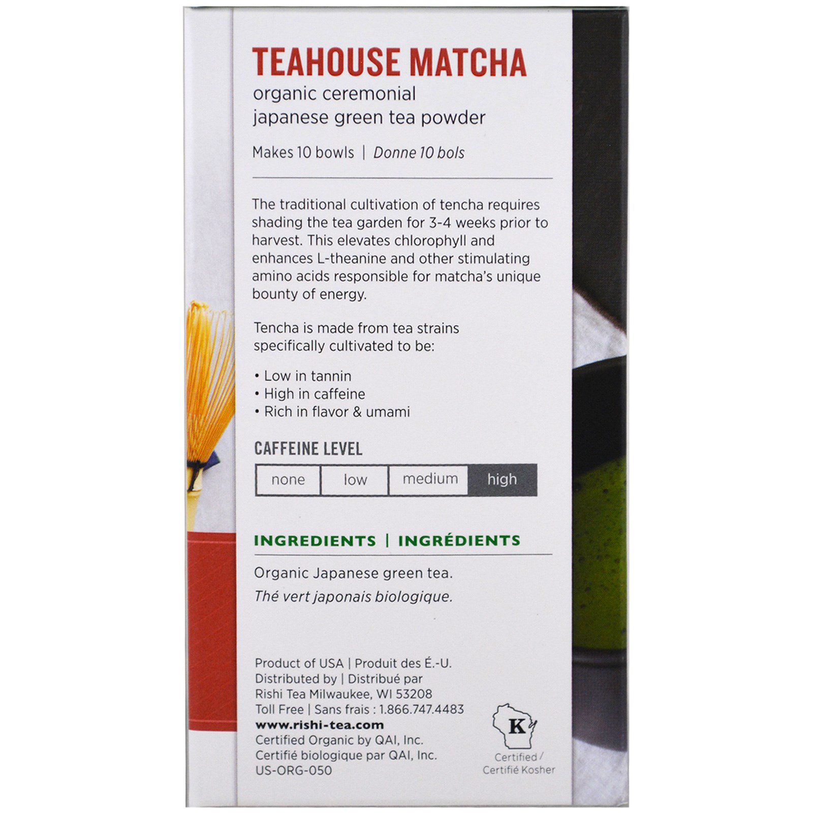 Comprar Rishi Tea, Matchá da Casa de Chá, Chá Verde Orgânico Cerimonial Japonês em Pó, 0,70 oz (20 g) - Imagem 2