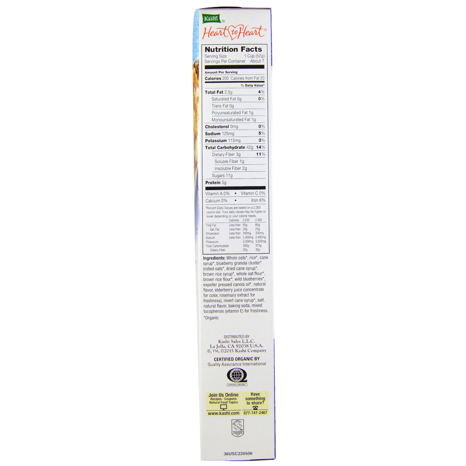Comprar Kashi, Heart to Heart, Flocos de Aveia e Pedaços de Blueberry, 380 g (13,4 oz) - Imagem 2