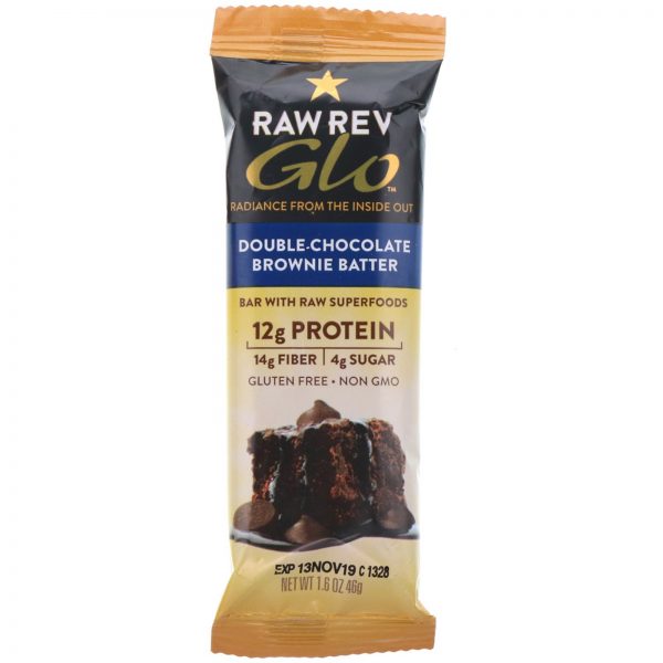 Comprar Raw Rev, Glo, Massa de Brownie de Chocolate Duplo, 12 Barras, 1,6 oz (46 g) Cada - Imagem 4