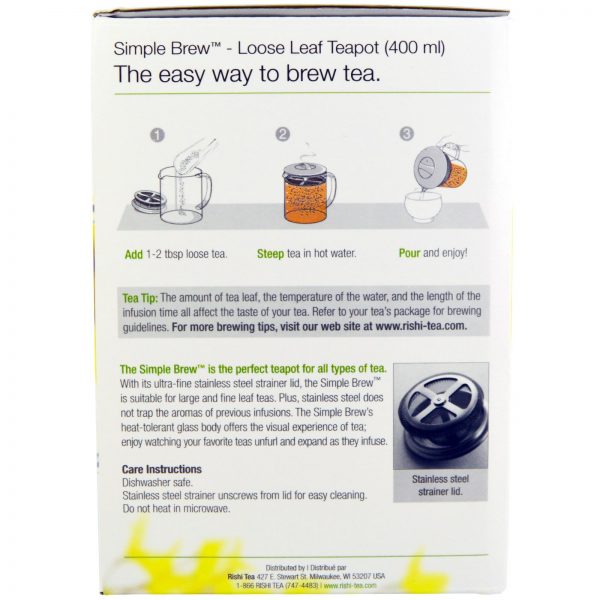 Comprar Rishi Tea, Simple Brew, bule de chá em folhas soltas, 400 ml - Imagem 4