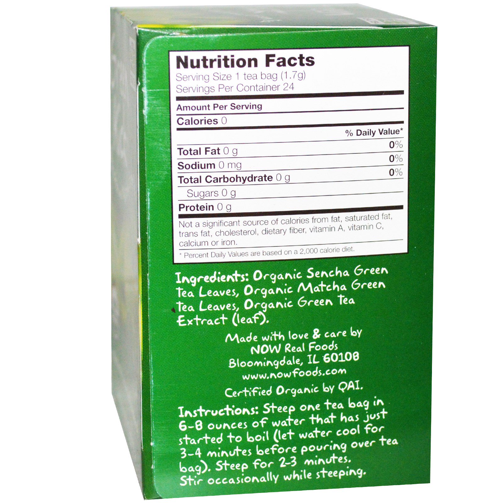 Comprar Now Foods, Chá de Verdade, Chá verde Sencha e Matcha, 24 sacos de chá, 1,44 oz (41 g) - Imagem 2
