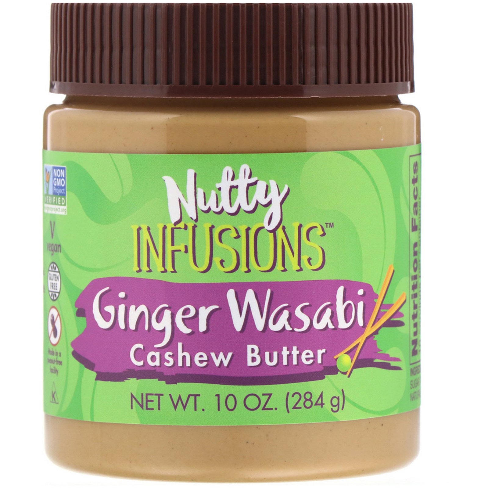 Comprar Now Foods, Ellyndale Naturals, Infusões de Castanhas, Manteiga de Castanha-de-Caju com Gengibre e Wasabi, 10 oz (284 g)