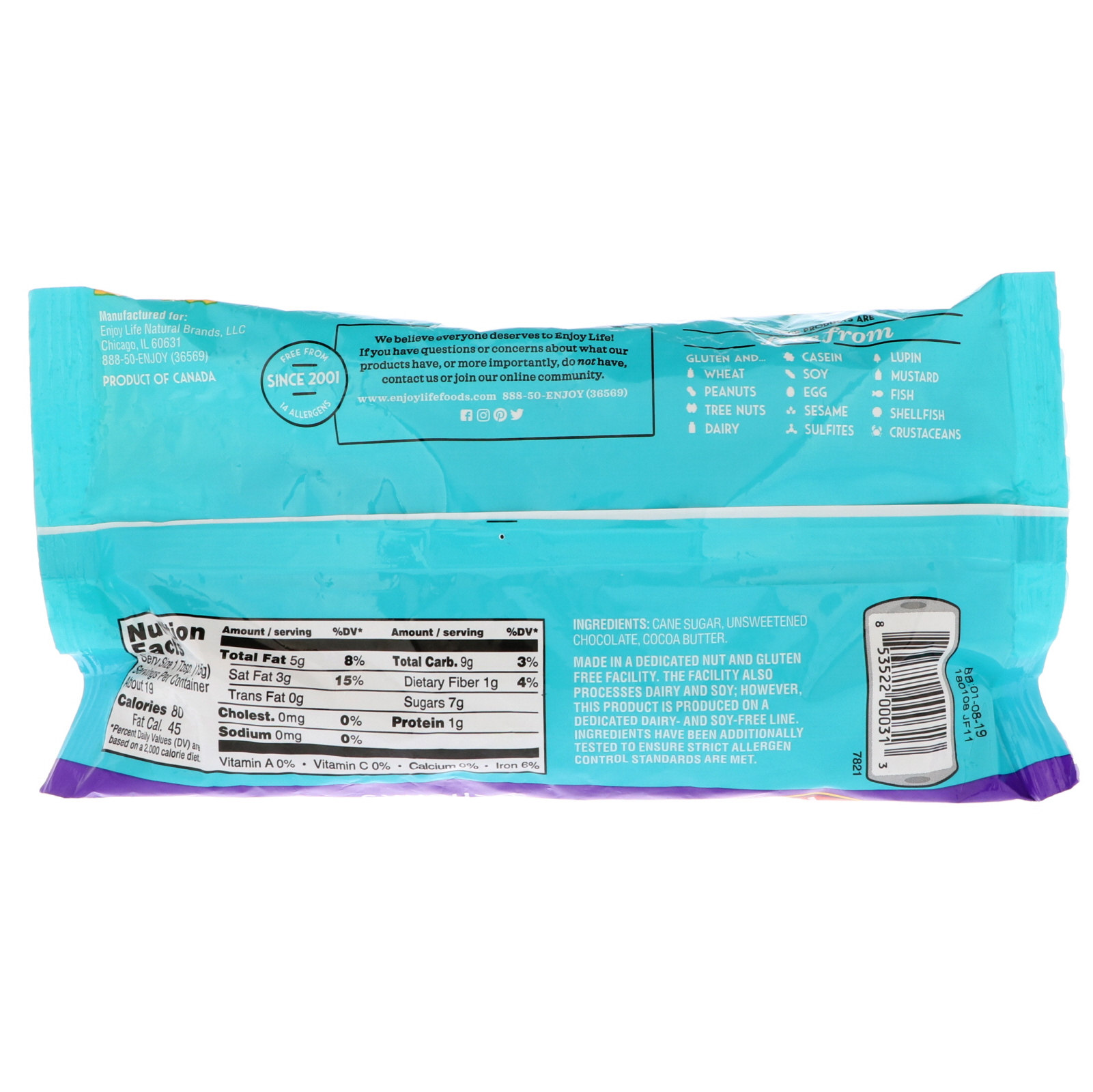 Comprar Enjoy Life Foods, Mega Chunks, chocolate meio-doce, 10 oz (283 g) - Imagem 2