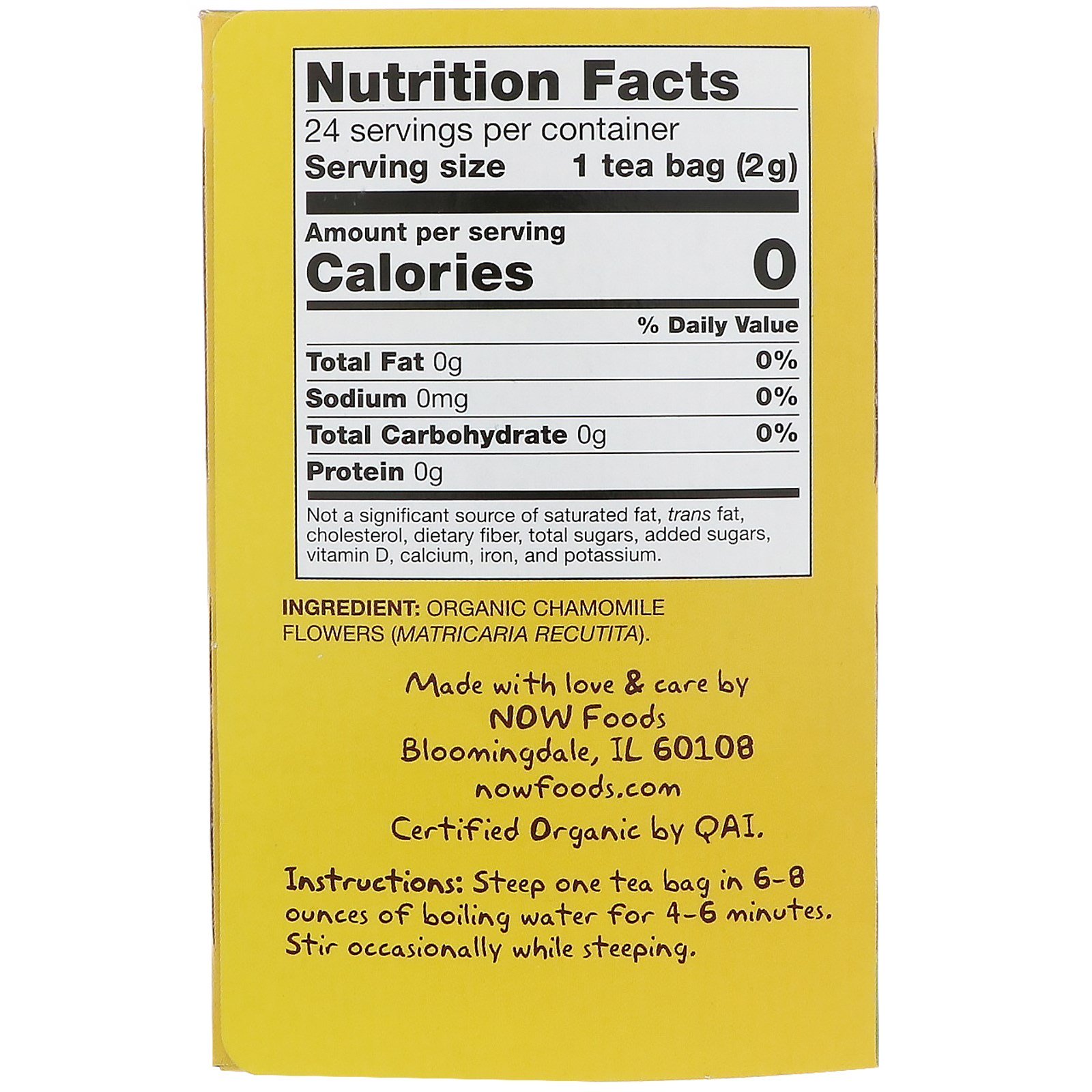 Comprar Now Foods, Organic Real Tea, Chamomile, 24 Tea Bags, 2 g Each - Imagem 2