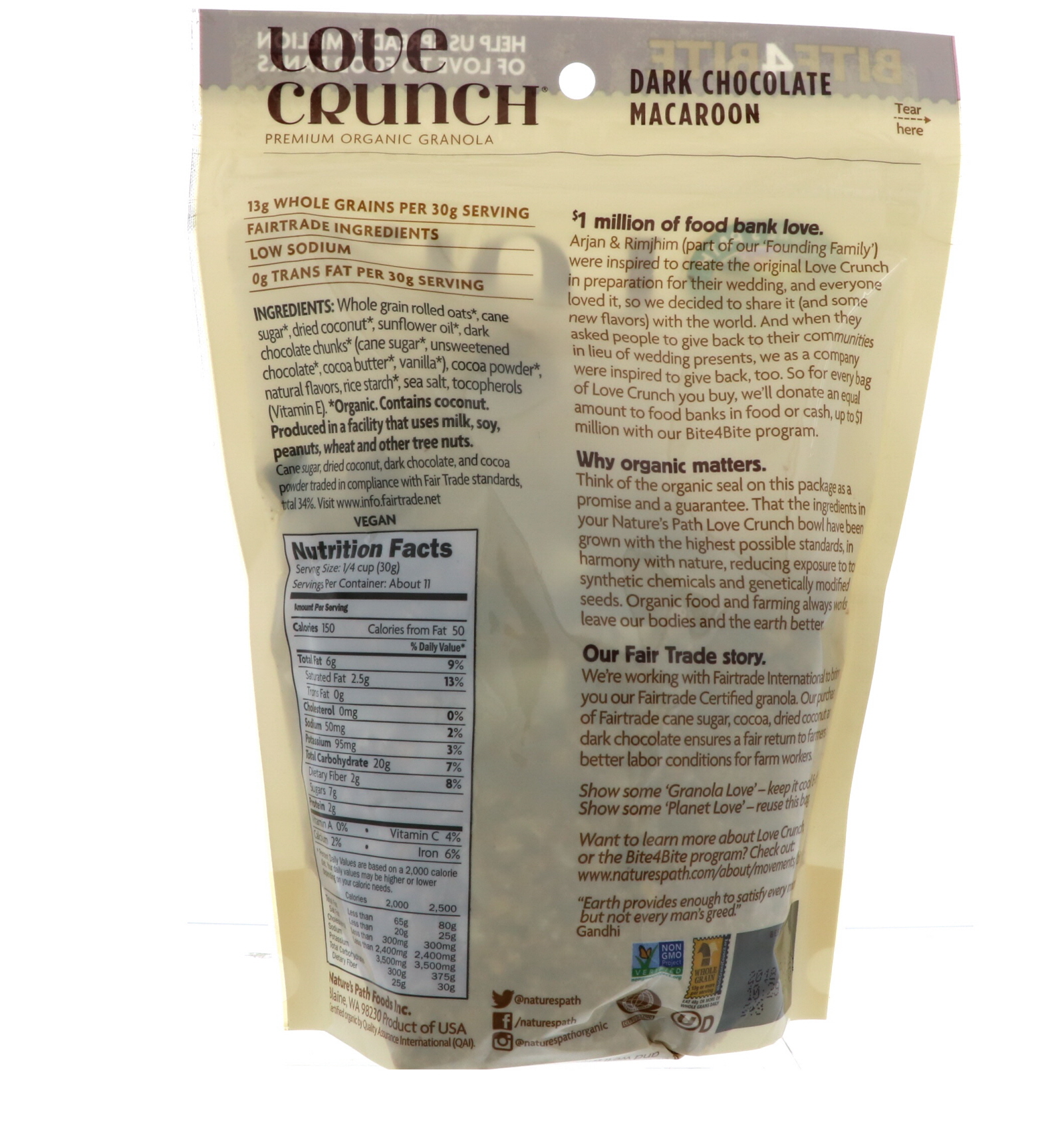 Comprar Nature's Path, Love Crunch, Granola Orgânica Premium, Macaroon de Chocolate Amargo, 325 g (11,5 oz) - Imagem 2