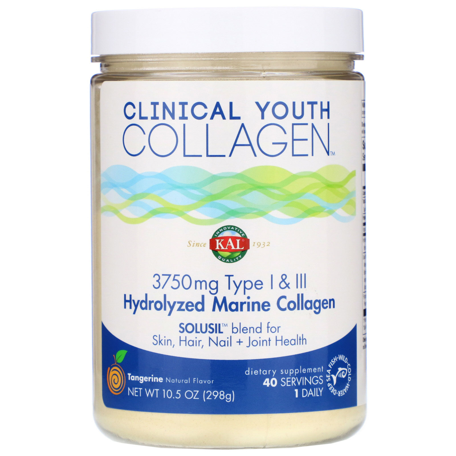 Comprar KAL, Hydrolyzed Marine Collagen, Tangerine, 3,750 mg, 10.5 oz (298 g)