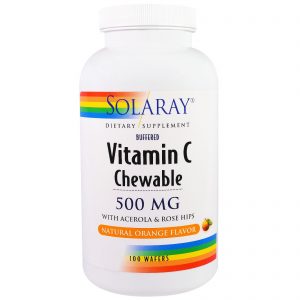 Comprar Solaray, Vitamina C, Mastigável, Sabor Natural de Laranja, 500 mg, 100 Pastilhas