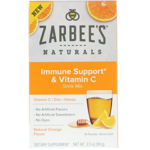 Comprar Zarbee's, Mistura para Bebida de Suporte Imunológico com Vitamina C, Sabor Natural de Laranja, 10 Sachês, 99 g (3,5 oz)