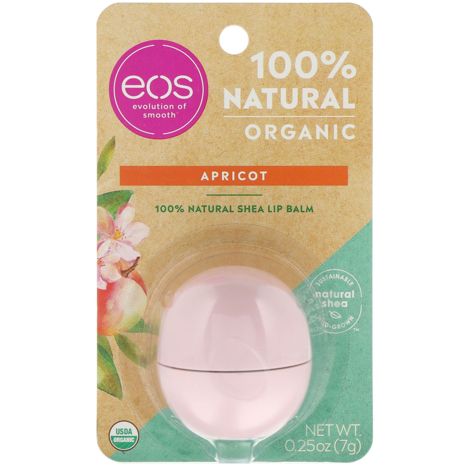 Comprar EOS, 100% Natural Shea Lip Balm, Apricot, 0.25 oz (7 g) - Imagem 2
