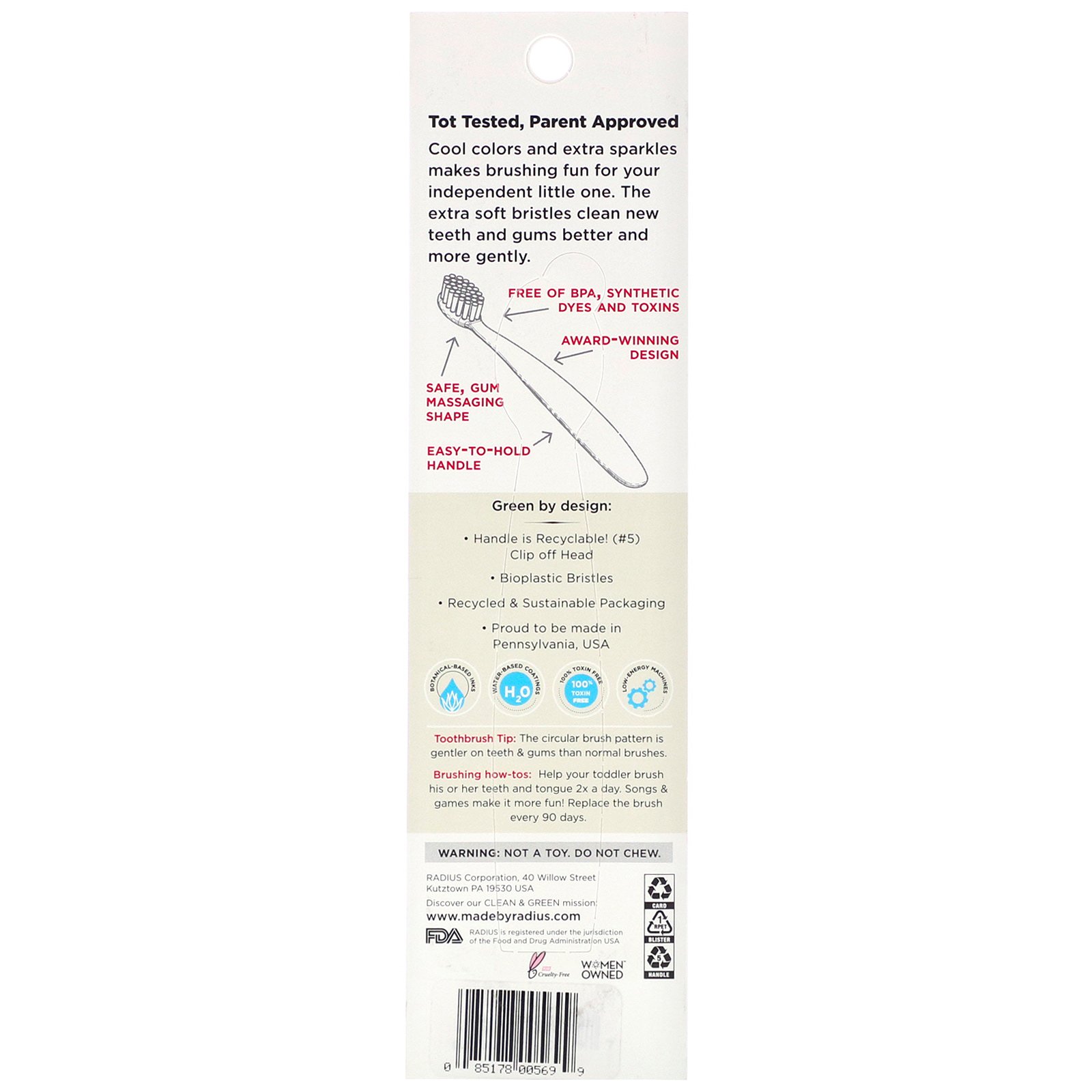 Comprar RADIUS, Escova Totz, 18 Meses+, Extramacia, Amarela, 1 Escova de Dentes - Imagem 3
