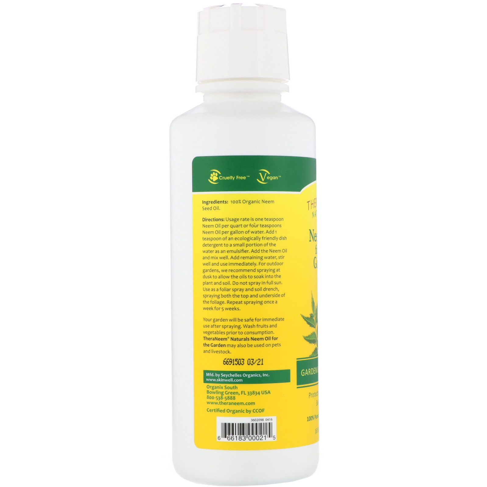 Comprar Organix South, TheraNeem Naturals, Neem Oil for the Garden, Garden and Houseplants, 16 fl oz (480 ml) - Imagem 2