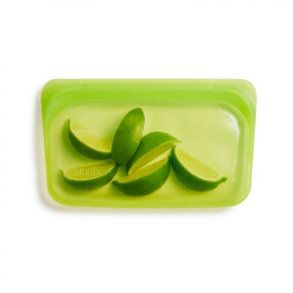 Comprar Stasher, Embalagem Reutilizável de Silicone para Alimentos, Tamanho de Lanche Pequeno, Lima, 9,9 fl oz (293,5 ml) - Imagem 4