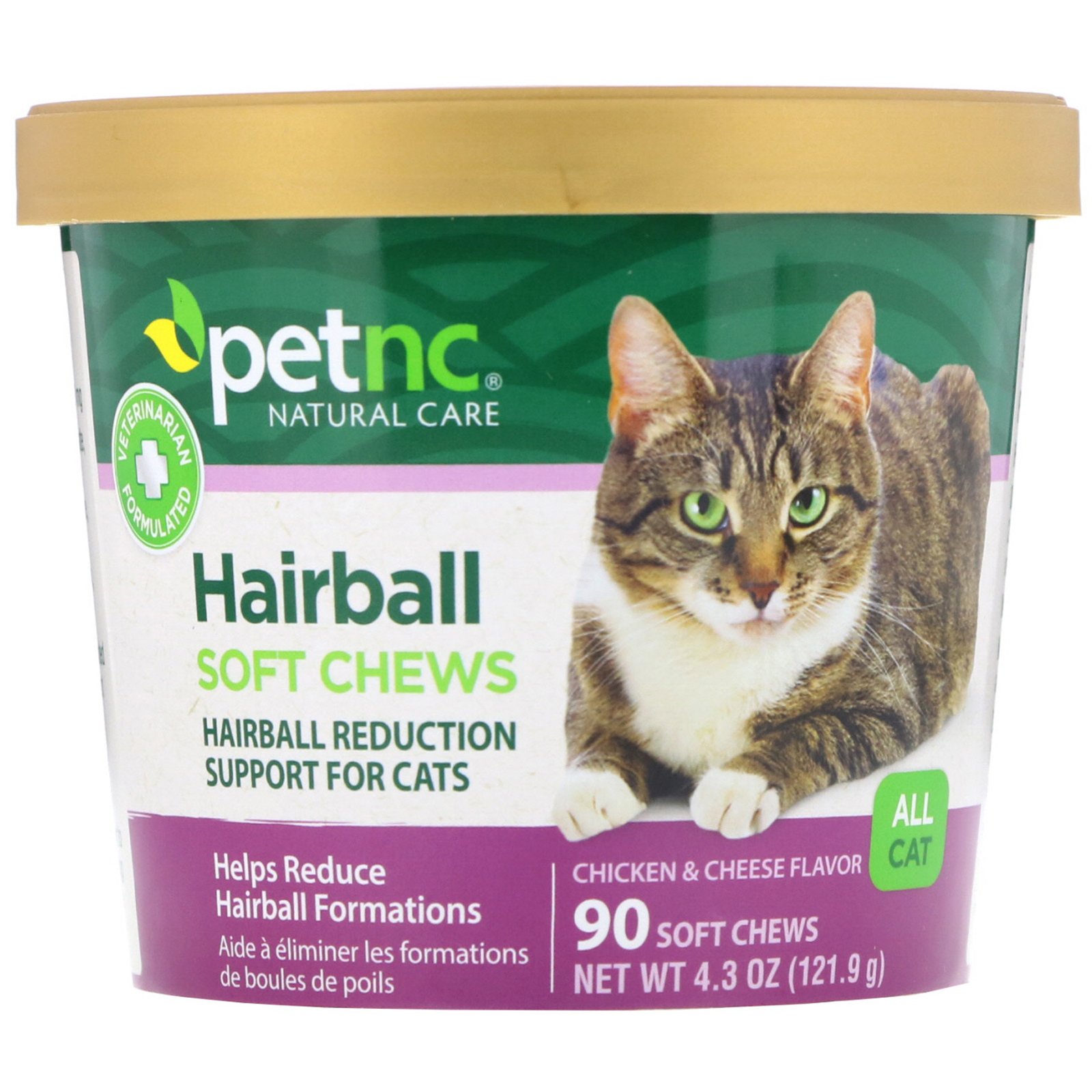 Comprar petnc NATURAL CARE, Cuidados Naturais Para Animais, Petiscos Mastigáveis Macios Contra Bolas de Pelos, Todo Gato, Sabor Frango e Queijo, 90 Petiscos Mastigáveis Macios