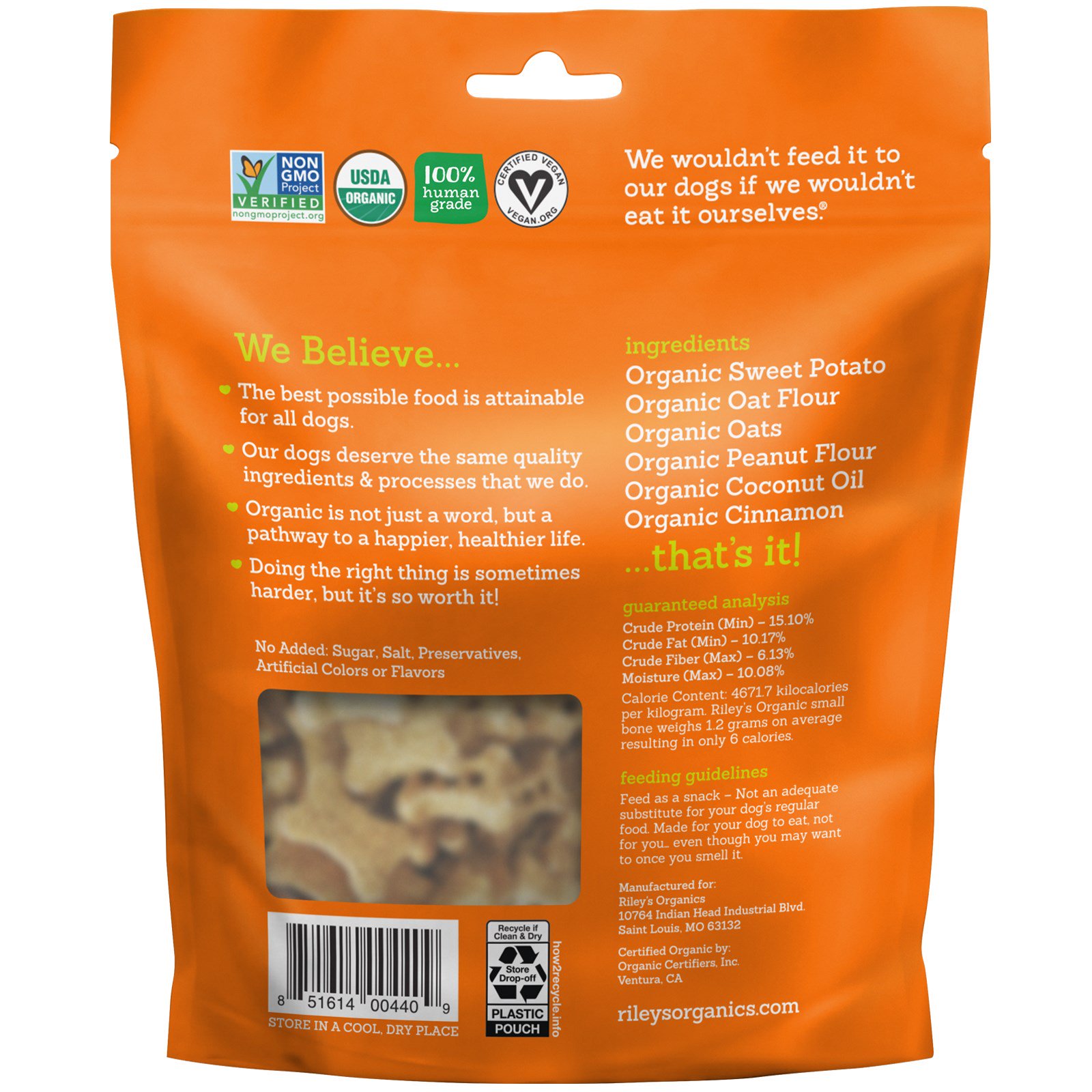 Comprar Riley’s Organics, Petiscos para Cães, Ossinhos, Receita de Batata Doce, 5 oz (142 g) - Imagem 2