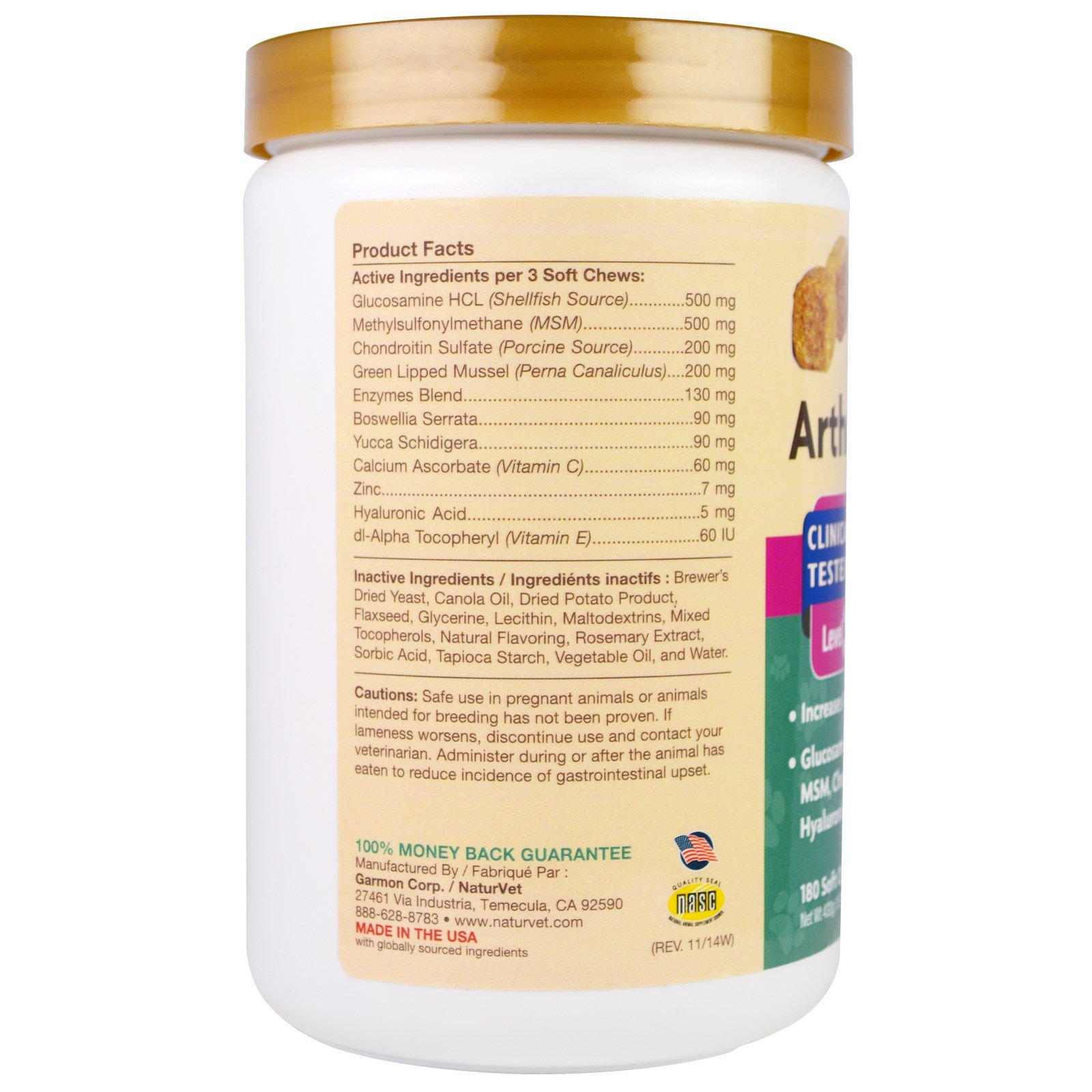 Comprar NaturVet, ArthriSoothe-GOLD, Advanced Care, Level 3, 180 Comprimidos Mastigáveis Macios, 432 g (15,2 oz) - Imagem 2