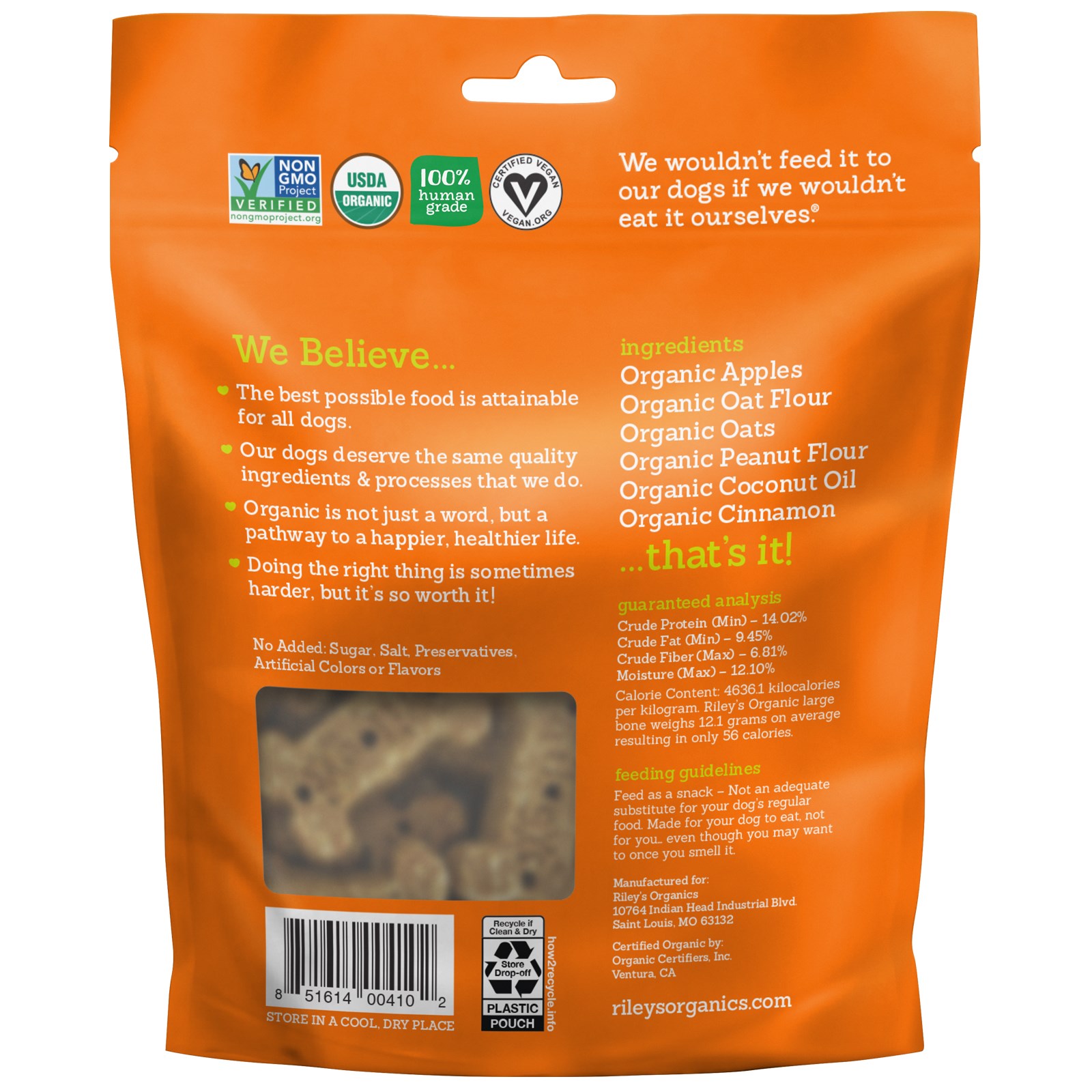 Comprar Riley’s Organics, Petiscos para Cães, Osso Grande, Receita de Maçã Deliciosa, 5 oz (142 g) - Imagem 2