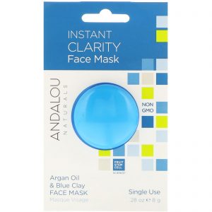 Comprar Andalou Naturals, Clareza Instantânea, Máscara Facial de Argila Azul e Óleo de Argan, 0,28 oz (8 g)
