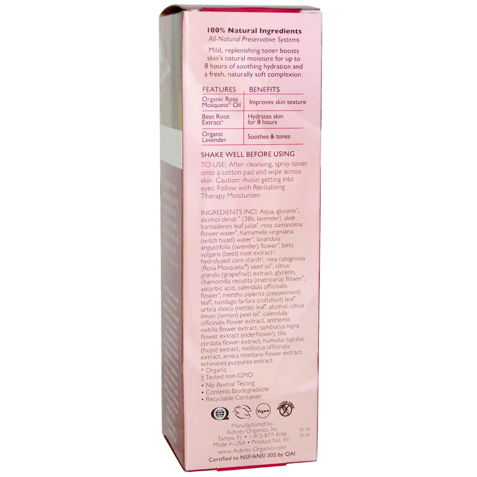 Comprar Aubrey Organics, Tônico para Terapia Revitalizante, Pele Seca, 100 ml (3,4 fl oz) - Imagem 2