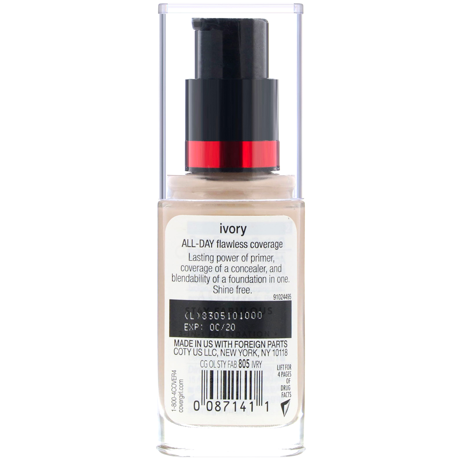 Comprar Covergirl, Outlast All-Day Stay Fabulous, Base 3 em 1, 805 Marfim, 30 ml - Imagem 2