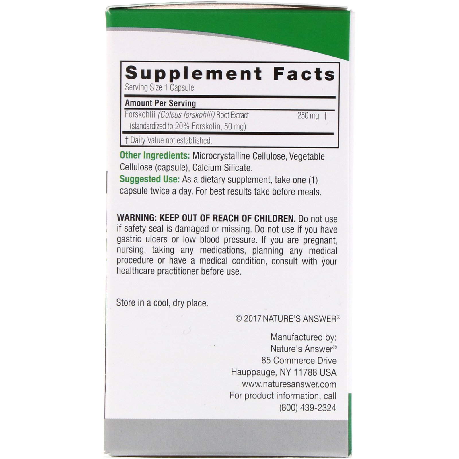 Comprar Nature's Answer, Forskohlii, 250 mg, 60 cápsulas vegetais - Imagem 2