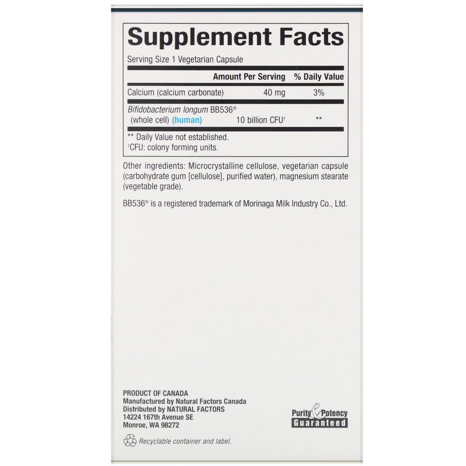 Comprar Natural Factors, Travel Biotic, BB536, 10 Billion Active Cells, 60 Vegetarian Capsules - Imagem 2
