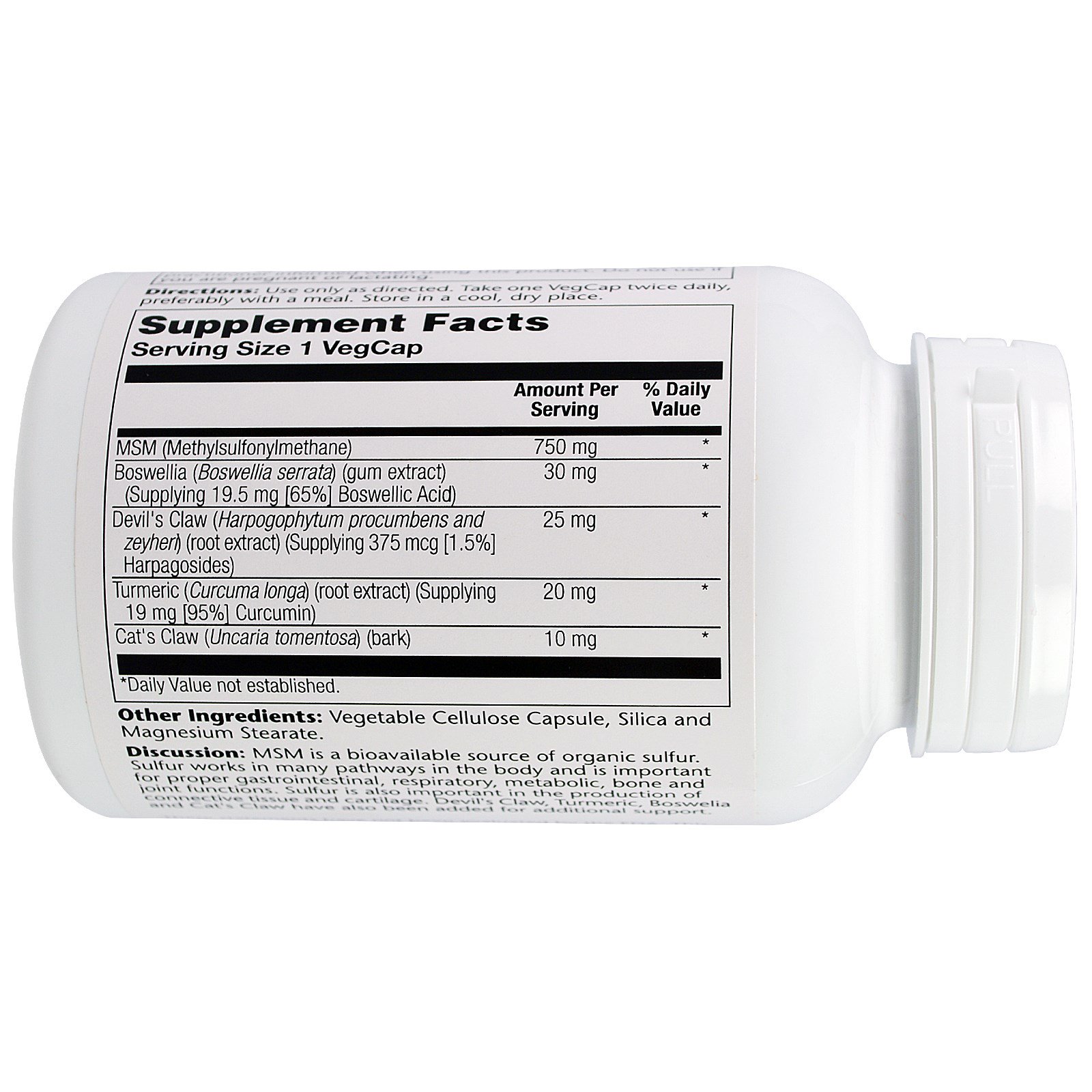 Comprar Solaray, MSM, 750 mg, 90 Veg Caps - Imagem 2