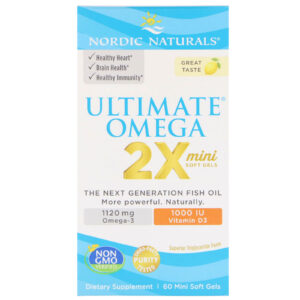 Comprar Nordic Naturals, Ultimate Omega 2X com Vitamina D3, Limão, 60 Mini Cápsulas Softgel