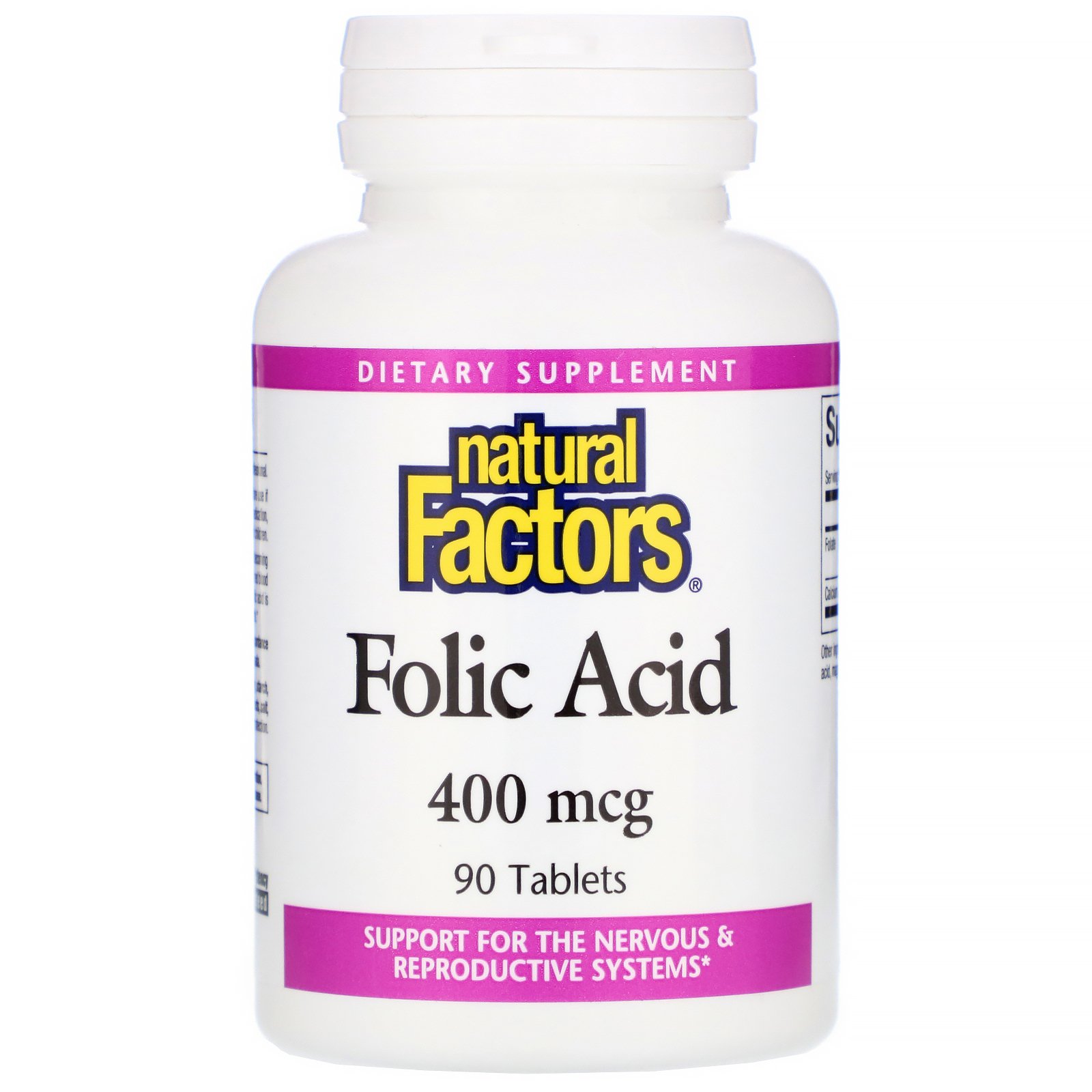 Comprar Natural Factors, Ácido Fólico, 400 mcg, 90 Tabletes