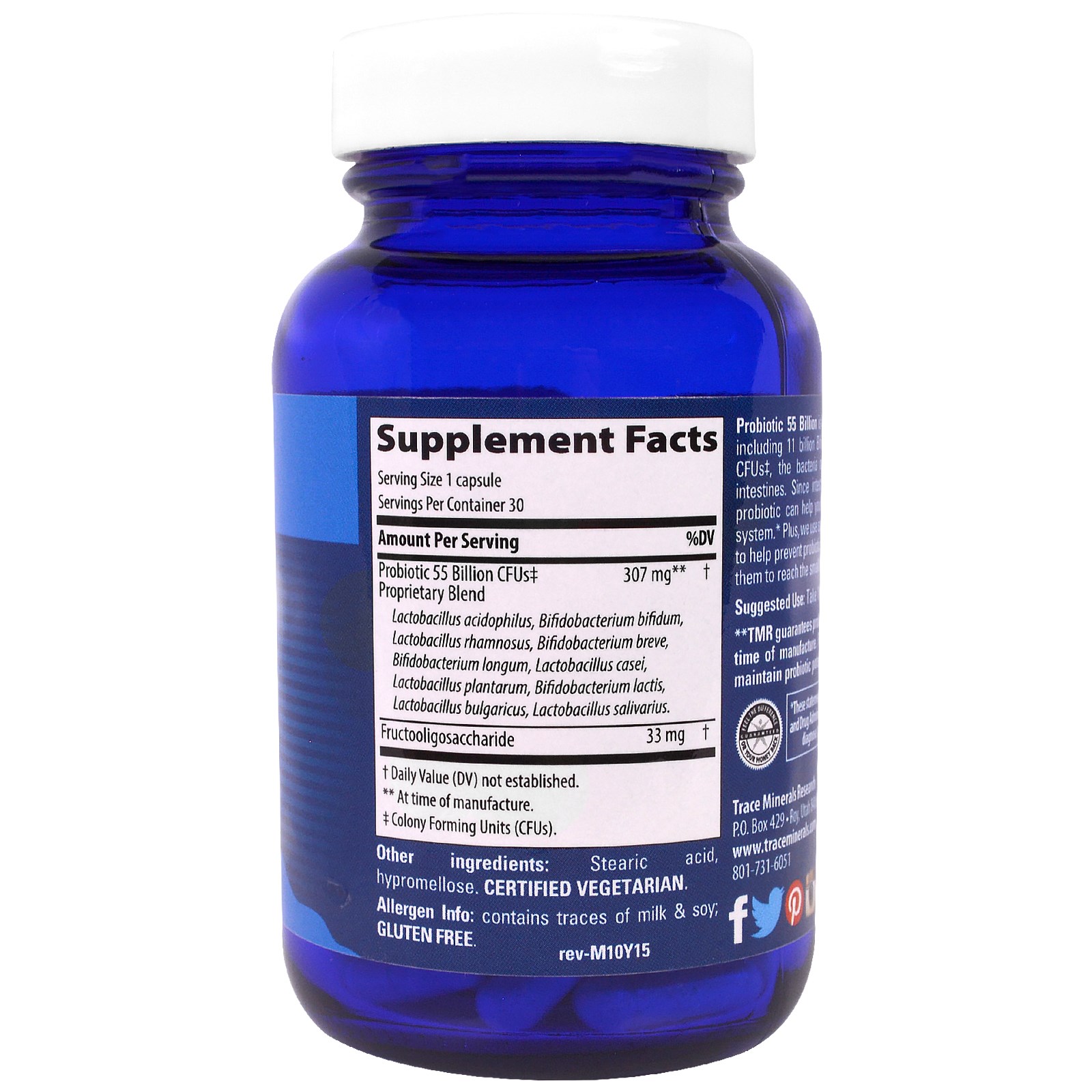 Comprar Trace Minerals Research, Probiótico, 55 Bilhões, 30 Cápsulas - Imagem 2