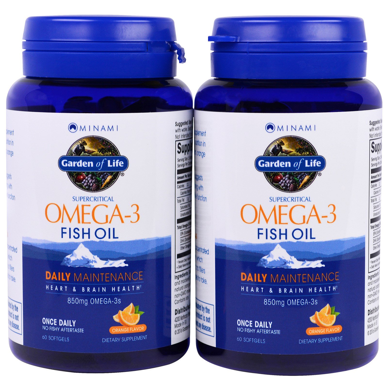 Comprar Minami Nutrition, Supercritical, Omega-3 Fish Oil, 850 mg, Sabor Laranja, 120 Cápsulas Softgel Cada