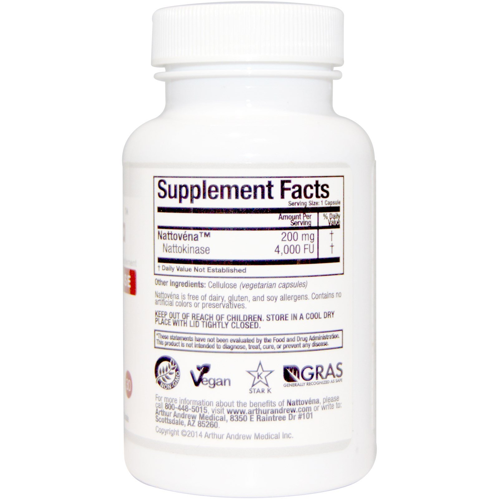 Comprar Arthur Andrew Medical, Nattovena, natoquinase pura, 200 mg, 30 cápsulas - Imagem 2