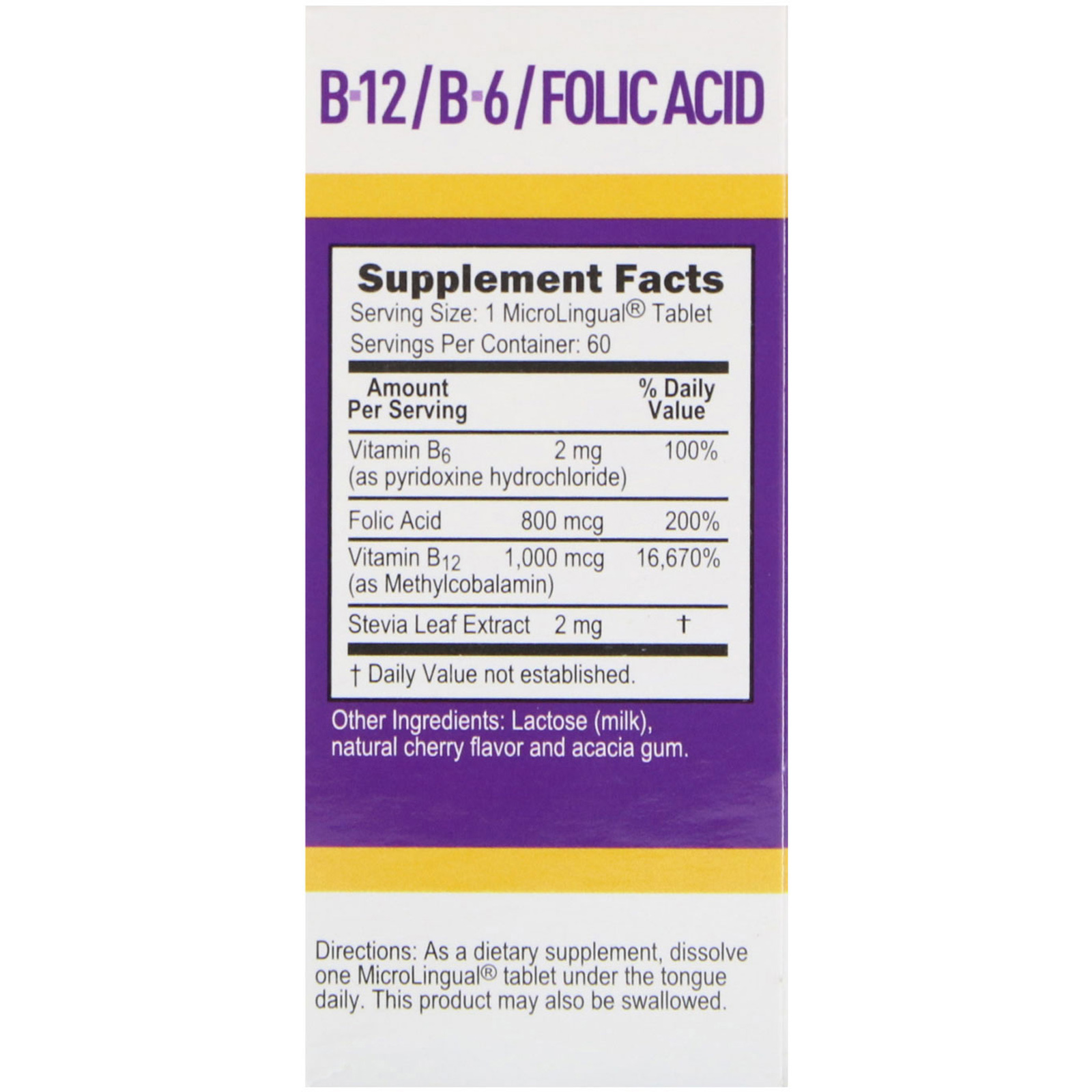 Comprar Superior Source, Methylcobalamin B-12, B-6 & Folic Acid, 1,000 mg/800 mg, 60 Tablets - Imagem 2