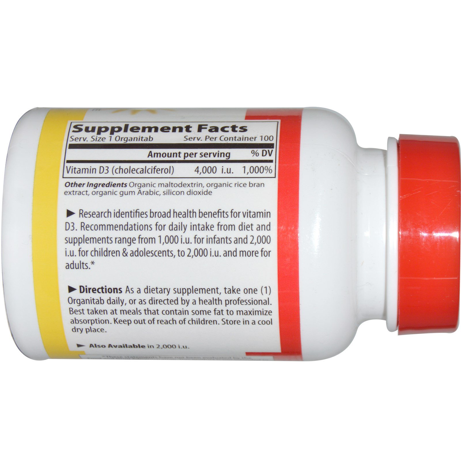 Comprar Vibrant Health, Vitamina D3, 4.000 I.U., 100 OrganiTabs - Imagem 2