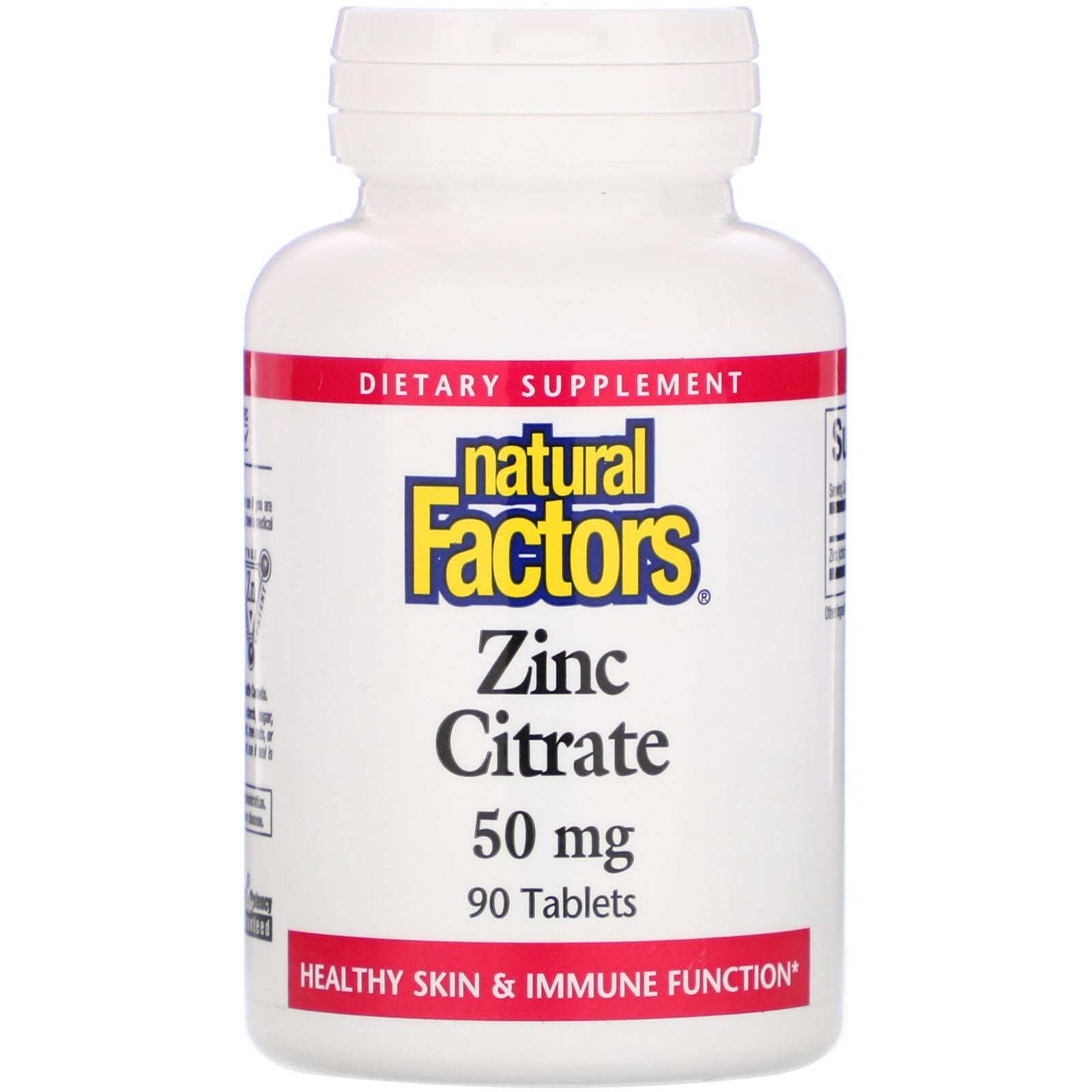 Comprar Natural Factors, citrato de zinco, 50 mg, 90 Comprimidos