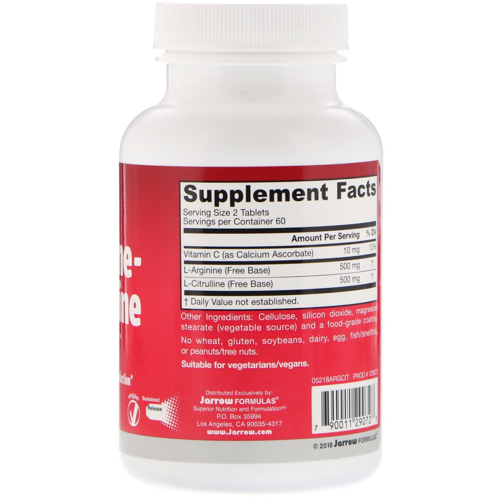 Comprar Jarrow Formulas, Arginine-Citrulline Sustain, 120 Comprimidos - Imagem 2