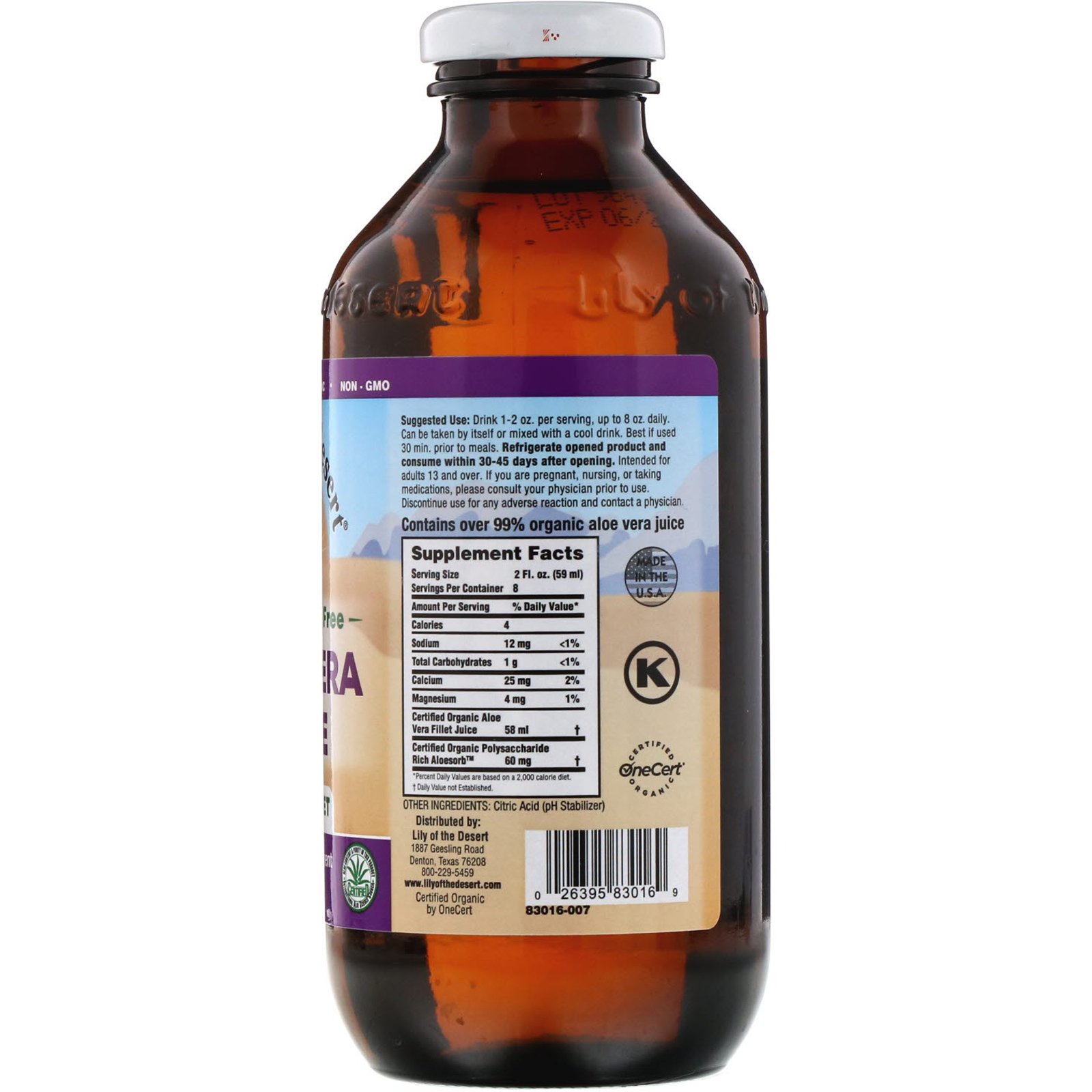 Comprar Lily of the Desert, Orgânico, Suco de Aloe Vera, Filete Interno, Sem Conservantes, 473 ml (16 fl oz) - Imagem 2