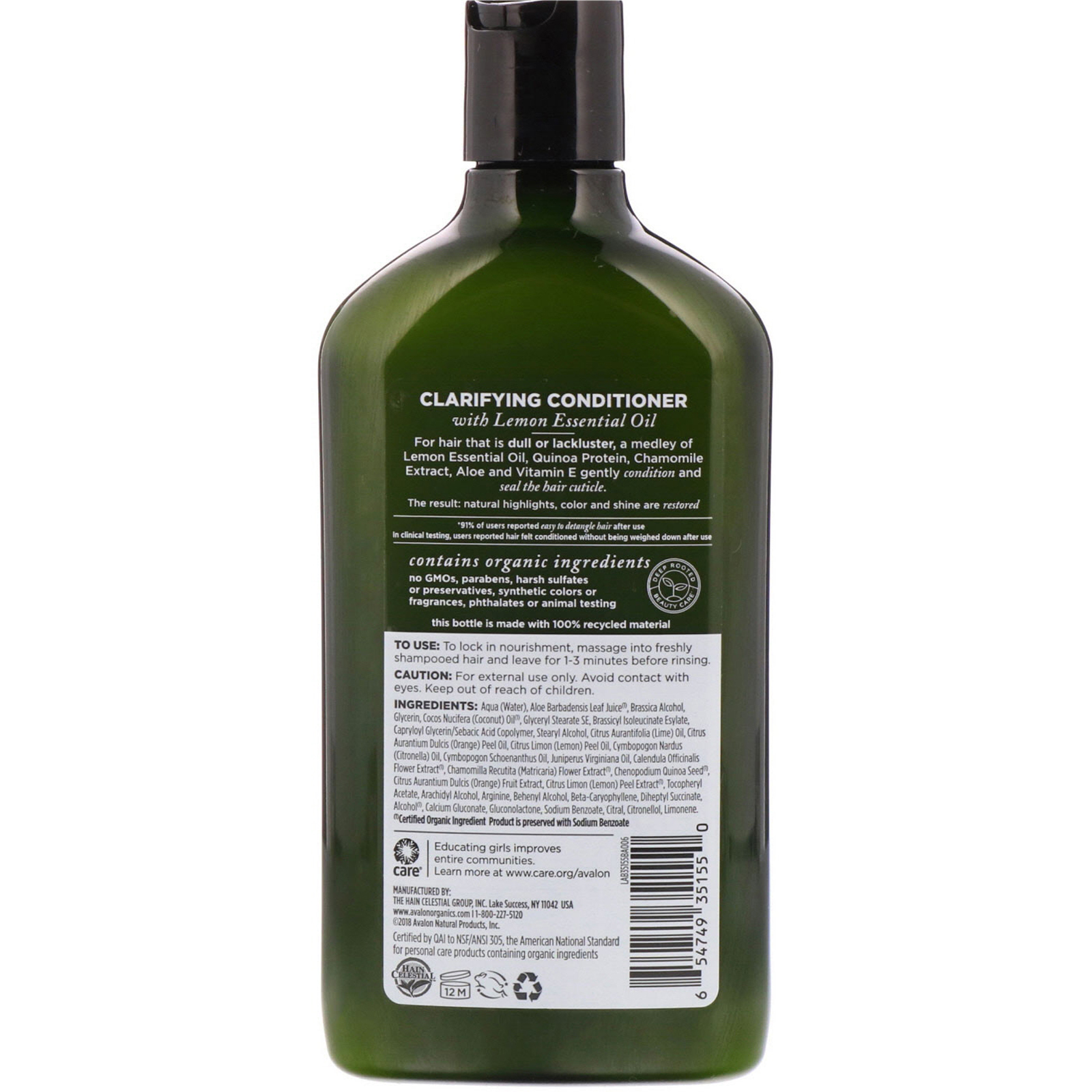 Comprar Avalon Organics, Condicionador, Limão Clarificante, 11 fl oz (325 ml) - Imagem 2