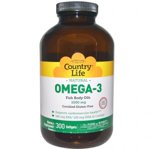 Comprar Country Life, Ômega 3, 1000 mg, 300 Cápsulas Gelatinosas