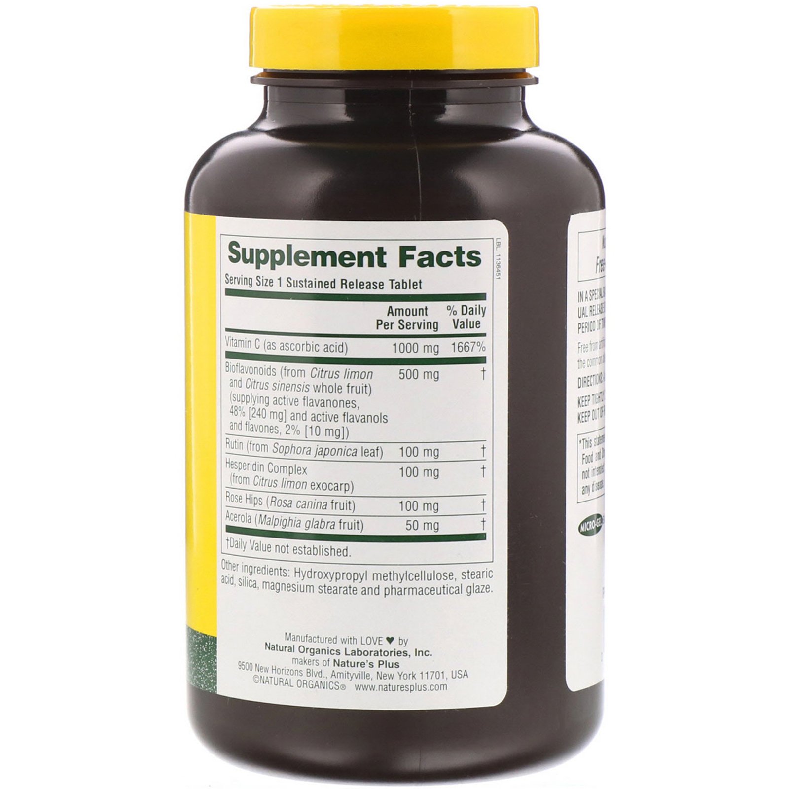 Comprar Nature's Plus, Complexo Super C, Vitamina C 1000 mg com 500 mg de Bioflavonóides, 180 Comprimidos - Imagem 2