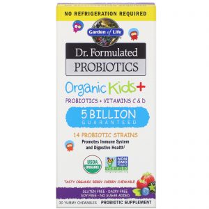Comprar Garden of Life, Dr. Formulated Probióticos, Kids Orgânicos +, Cereja com Frutos Silvestres Orgânicos Saborosos, 30 Deliciosos Mastigáveis
