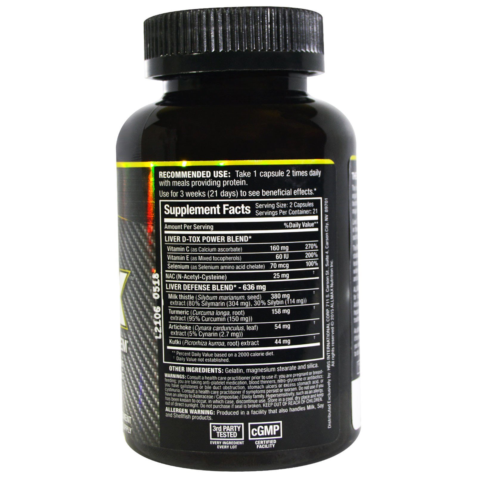 Comprar ALLMAX Nutrition, Liver Dtox com Silimarina de Força Extra (Cardo-Mariano) e Cúrcuma (95% de curcumina), 42 Cápsulas - Imagem 2