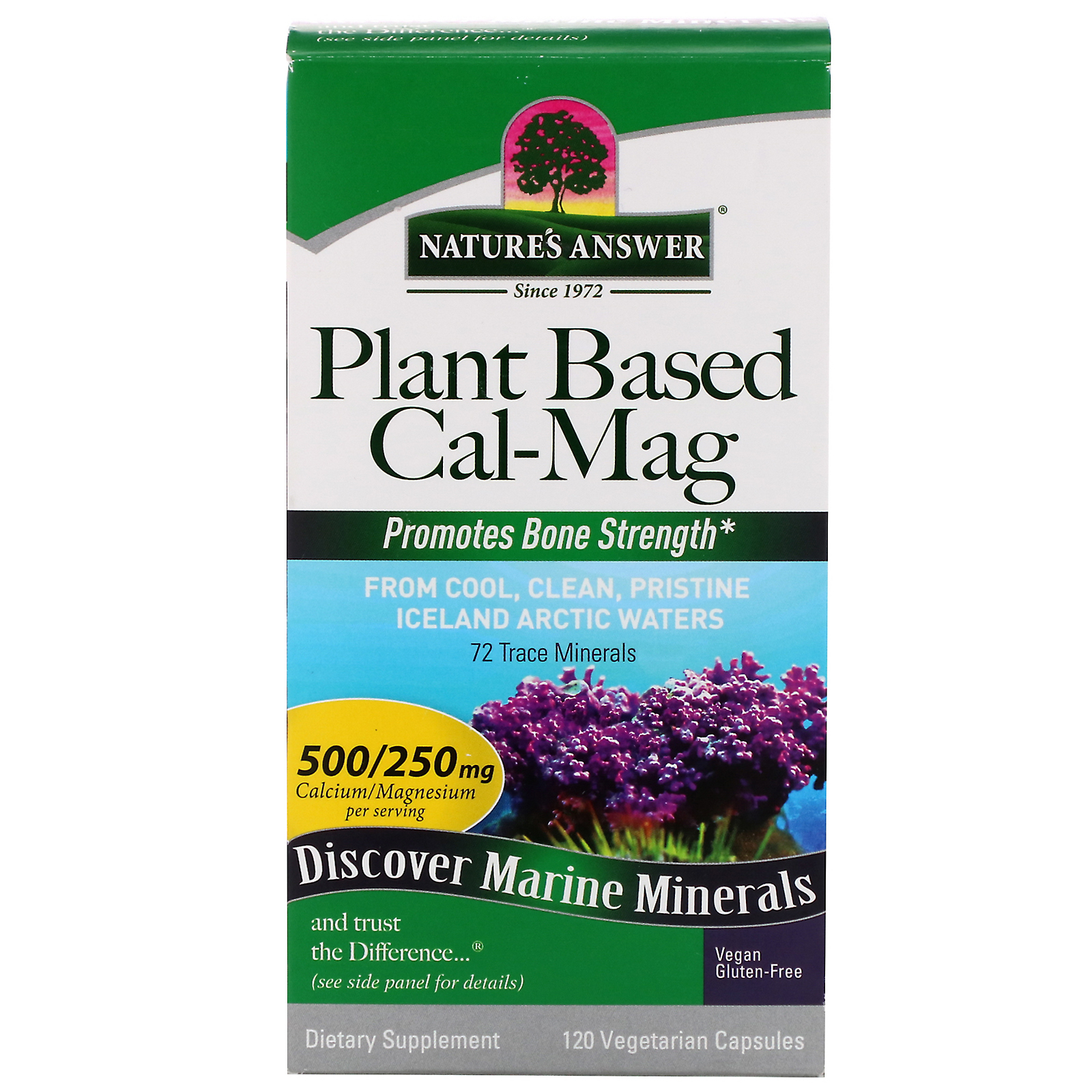 Comprar Nature's Answer, Cal-Mag à Base de Plantas, 500/250 mg, 120 Cápsulas Vegetais