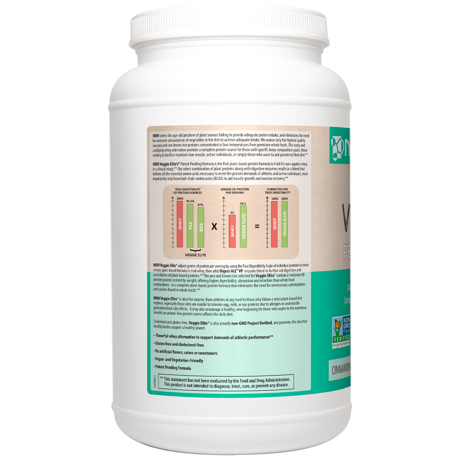Comprar MRM, Smooth Veggie Elite, Performance Protein, Pão de Canela, 1.020 g (2,25 lbs) - Imagem 3